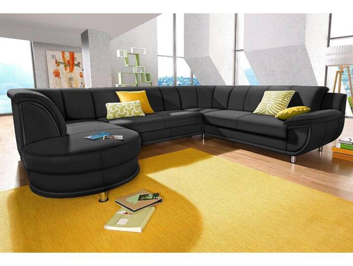 Wohnlandschaft TRENDMANUFAKTUR Rondo, U-Form , schwarz, B:320cm H:85cm T:94cm, Softlux-Kunstleder;Primabelle-Microfaser;NaturLeder (handschuhweiches Rindsleder in Sitz und Rücken mit SOFTLUX-Kunstleder als Korpus-Bezug);Struktur (23% Polyacryl, 77% Polyester), Sofas, inkl.Federkern, wahlweise mit Bettfunktion von BAUR