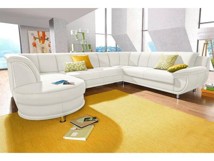 Wohnlandschaft TRENDMANUFAKTUR Rondo, U-Form , weiß (altweiß), B:320cm H:85cm T:94cm, Softlux-Kunstleder;Primabelle-Microfaser;NaturLeder (handschuhweiches Rindsleder in Sitz und Rücken mit SOFTLUX-Kunstleder als Korpus-Bezug);Struktur (23% Polyacryl, 77% Polyester), Sofas, inkl.Federkern, wahlweise mit Bettfunktion von BAUR
