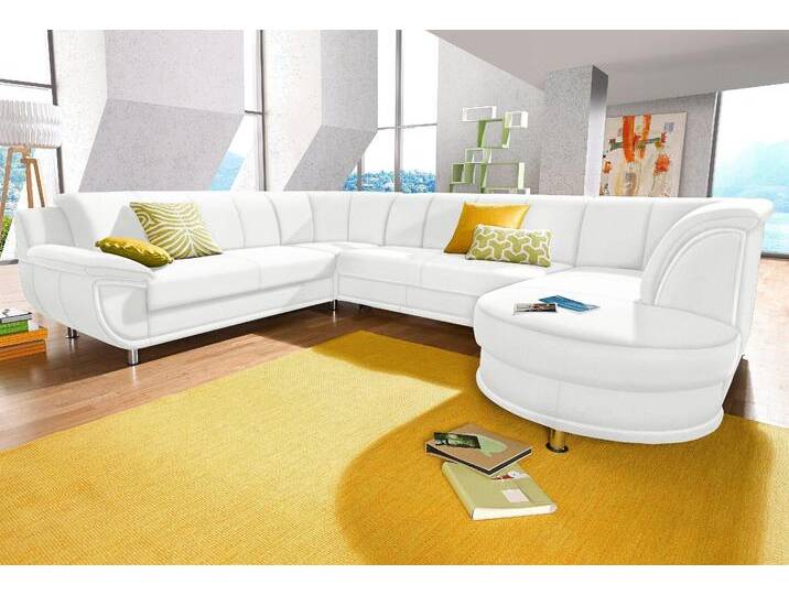 Wohnlandschaft TRENDMANUFAKTUR Rondo, U-Form , weiß (altweiß), B:320cm H:85cm T:94cm, Softlux-Kunstleder;Primabelle-Microfaser;NaturLeder (handschuhweiches Rindsleder in Sitz und Rücken mit SOFTLUX-Kunstleder als Korpus-Bezug);Struktur (23% Polyacryl, 77% Polyester), Sofas, inkl.Federkern, wahlweise mit Bettfunktion von BAUR