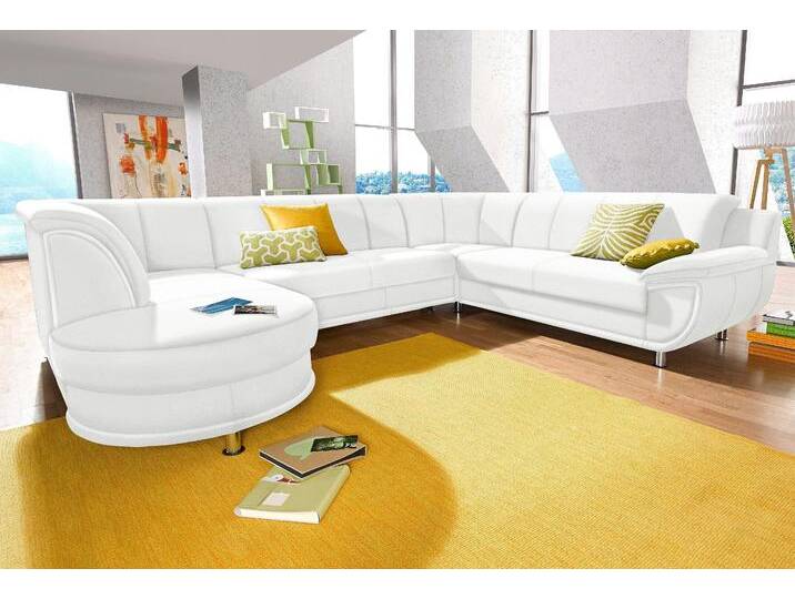 Wohnlandschaft TRENDMANUFAKTUR Rondo, U-Form , weiß (altweiß), B:320cm H:85cm T:94cm, Softlux-Kunstleder;Primabelle-Microfaser;NaturLeder (handschuhweiches Rindsleder in Sitz und Rücken mit SOFTLUX-Kunstleder als Korpus-Bezug);Struktur (23% Polyacryl, 77% Polyester), Sofas, inkl.Federkern, wahlweise mit Bettfunktion von BAUR