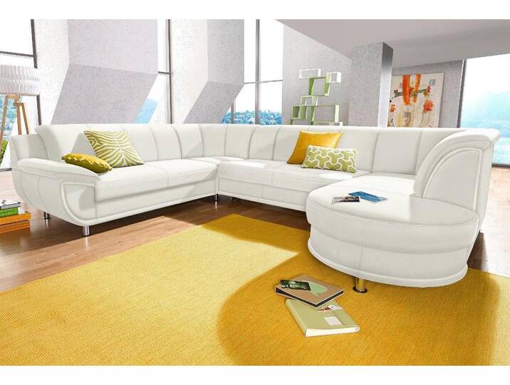 Wohnlandschaft TRENDMANUFAKTUR Rondo, U-Form , weiß (altweiß), B:320cm H:85cm T:94cm, Softlux-Kunstleder, Primabelle-Microfaser, NaturLeder (handschuhweiches Rindsleder in Sitz und Rücken mit SOFTLUX-Kunstleder als Korpus-Bezug), Struktur (23% Polyacryl, 77% Polyester), Sofas, inkl.Federkern, wahlweise mit Bettfunktion von BAUR