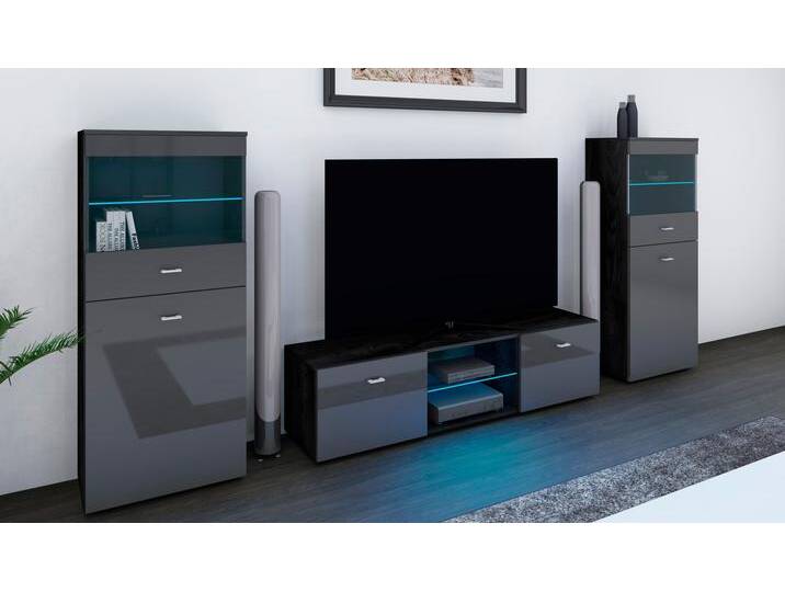 Wohnwand BORCHARDT MÖBEL Scala , schwarz (schwarz matt, graphit hochglanz), Kastenmöbel-Sets, 3-tlg. von BAUR