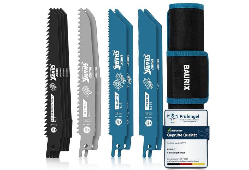 BAURIX Säbelsägeblatt Set - Sägeblatt Säbelsäge für schnelle und saubere Schnitte (Säbelsägeblatt Set mit Tasche, 10-St), Säbelsägeblätter für Holz, Frischholz und Metall von BAURIX