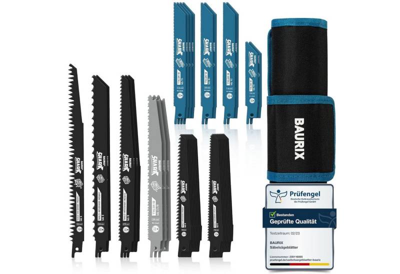BAURIX Säbelsägeblatt Set - Sägeblatt Säbelsäge für schnelle und saubere Schnitte (Säbelsägeblatt Set mit Tasche, 35-St), Säbelsägeblätter für Holz, Frischholz und Metall von BAURIX