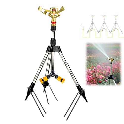 BAUSATZ Stativsprinkler, Gartensprinkler für Rasen, Gartensprinkler, Rasensprinkler, Grassprinkler, Wassersprinkler für Garten, Oszillierender Sprinkler, 360 Drehbarer Sprinkler (2,5 cm Stecker) von BAUSATZ