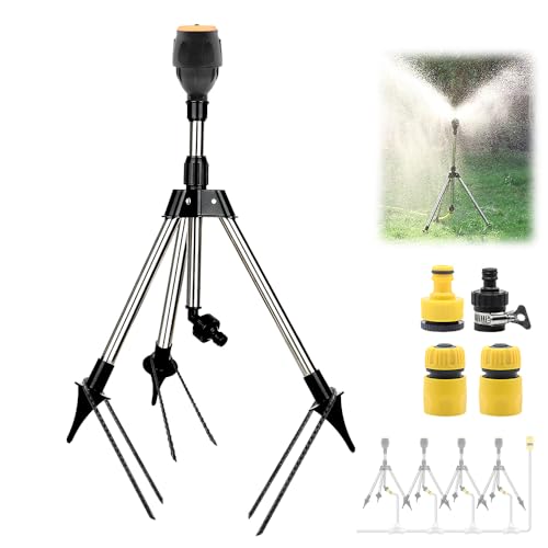 BAUSATZ Stativsprinkler, Gartensprinkler für Rasen, Gartensprinkler, Rasensprinkler, Grassprinkler, Wassersprinkler für Garten, Oszillierender Sprinkler, 360 Drehbarer Sprinkler (2,5 cm Stecker) von BAUSATZ