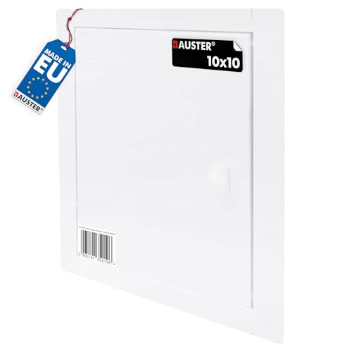 BAUSTER® Revisionsklappe 10x10 cm Zugangsklappe Revisionstür Serviceklappe zur Inspektion und Abdeckung Metall Weiß Größe wählbar Hochwertig zum Abdecken des Gehäuses Öffnungen in der Wand von BAUSTER