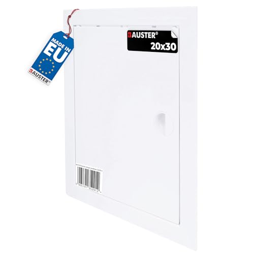 BAUSTER® Revisionsklappe 20x30 cm Zugangsklappe Revisionstür Serviceklappe zur Inspektion und Abdeckung Metall Weiß Größe wählbar Hochwertig zum Abdecken des Gehäuses Öffnungen in der Wand von BAUSTER