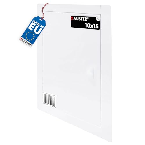 BAUSTER® Revisionsklappe Zugangsklappe 10x15 cm Revisionstür Serviceklappe zur Inspektion und Abdeckung Metall Weiß Größe wählbar Hochwertig zum Abdecken des Gehäuses Öffnungen in der Wand von BAUSTER