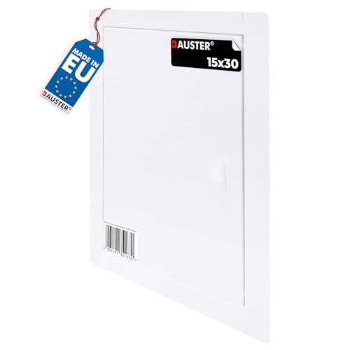 BAUSTER® Revisionsklappe Zugangsklappe 15x30 cm Revisionstür Serviceklappe zur Inspektion und Abdeckung Metall Weiß Größe wählbar Hochwertig zum Abdecken des Gehäuses Öffnungen in der Wand von BAUSTER