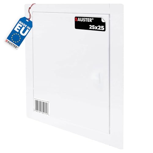BAUSTER® Revisionsklappe Zugangsklappe 25x25 cm Revisionstür Serviceklappe zur Inspektion und Abdeckung Metall Weiß Größe wählbar Hochwertig zum Abdecken des Gehäuses Öffnungen in der Wand von Bauster