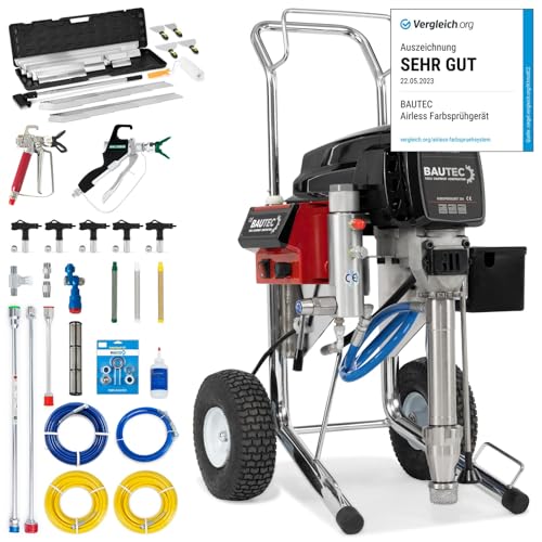 BAUTEC Airless Farbsprühgerät 384 mit Kolbenpumpe, Förderleistung bis 6,3 L/min, 4.000 Watt + 28 TLG. Flächenspachtel Set » für Spritzspachtel geeignet von BAUTEC TOOLS EQUIPMENT CONSTRUCTION