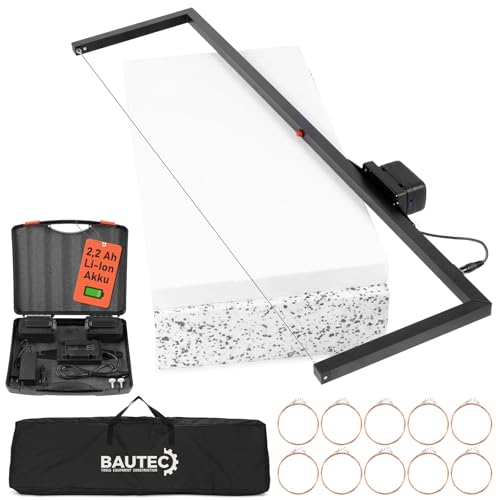 BAUTEC Akku-Styrobow Handschneidebügel (1.330mm / 330mm) inkl. 2 Li-Ion Akkus, 10 Schneidedrähte, Softbag » Styroporschneider, Heißdrahtschneider von BAUTEC TOOLS EQUIPMENT CONSTRUCTION