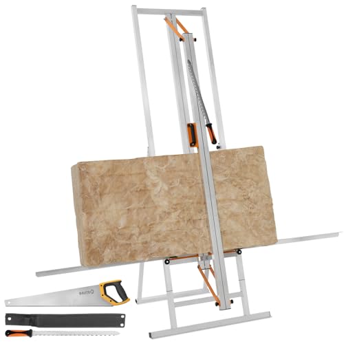 BAUTEC Dämmstoffschneider ISO-BASIC 600 - inklusive Standfuß - Auflagefläche 2x 1.000mm » inkl. Dämmstoffmesser + Dämmstoffsäge » schneidet Glaswolle, Steinwolle, Mineralwolle, Klemmfilz von BAUTEC TOOLS EQUIPMENT CONSTRUCTION