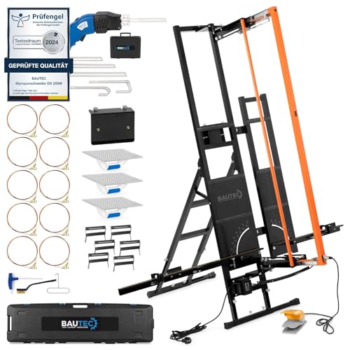 BAUTEC Heißdrahtschneider ALUCUTTER PROFI + Koffer + Styrocutter DX 250W » Premium-Set inkl. 10 Schneidedrähte, Fußschalter, Schleifraspel, Styrogrips, Klingenset » Styroproschneider von BAUTEC TOOLS EQUIPMENT CONSTRUCTION