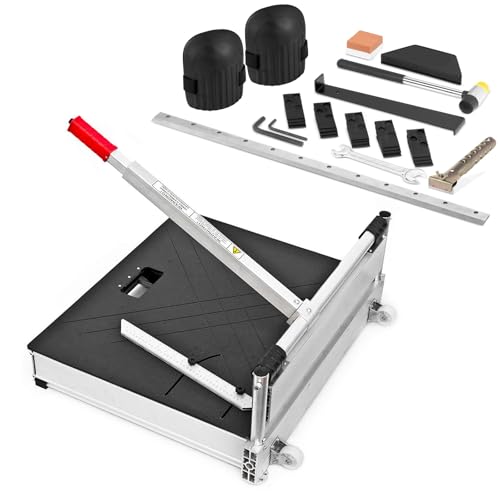 BAUTEC Profi Laminatschneider - Schnittbreite 630 mm - Parkettschneider - Vinylschneider inkl. 2 Klingen, Rollen und Teleskophebel, 23-teiligem Verlegeset, Knieschoner, Schaber von BAUTEC TOOLS EQUIPMENT CONSTRUCTION