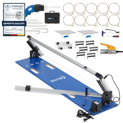 BAUTEC Styroporschneider GAZELLE 2 Tischgerät 200W + STYROCUTTER 250W (Dauerbetrieb) »Profi-Set: 10 Schneidedrähte, 2 Schleifraspel, 6 Styrogrips, Klingenset » Schnittlänge 1.300mm von BAUTEC TOOLS EQUIPMENT CONSTRUCTION
