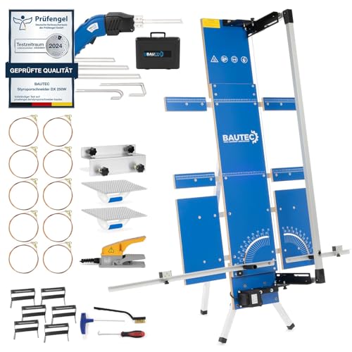 BAUTEC Styroporschneider GAZELLE 7 "Butterfly" + STYROCUTTER 250W (Dauerbetrieb) » Profi-Set inkl. 10 Schneidedrähte, Gerüsthalterung, Fußschalter, Schleifraspel, Styrogrips, Klingenset von BAUTEC TOOLS EQUIPMENT CONSTRUCTION