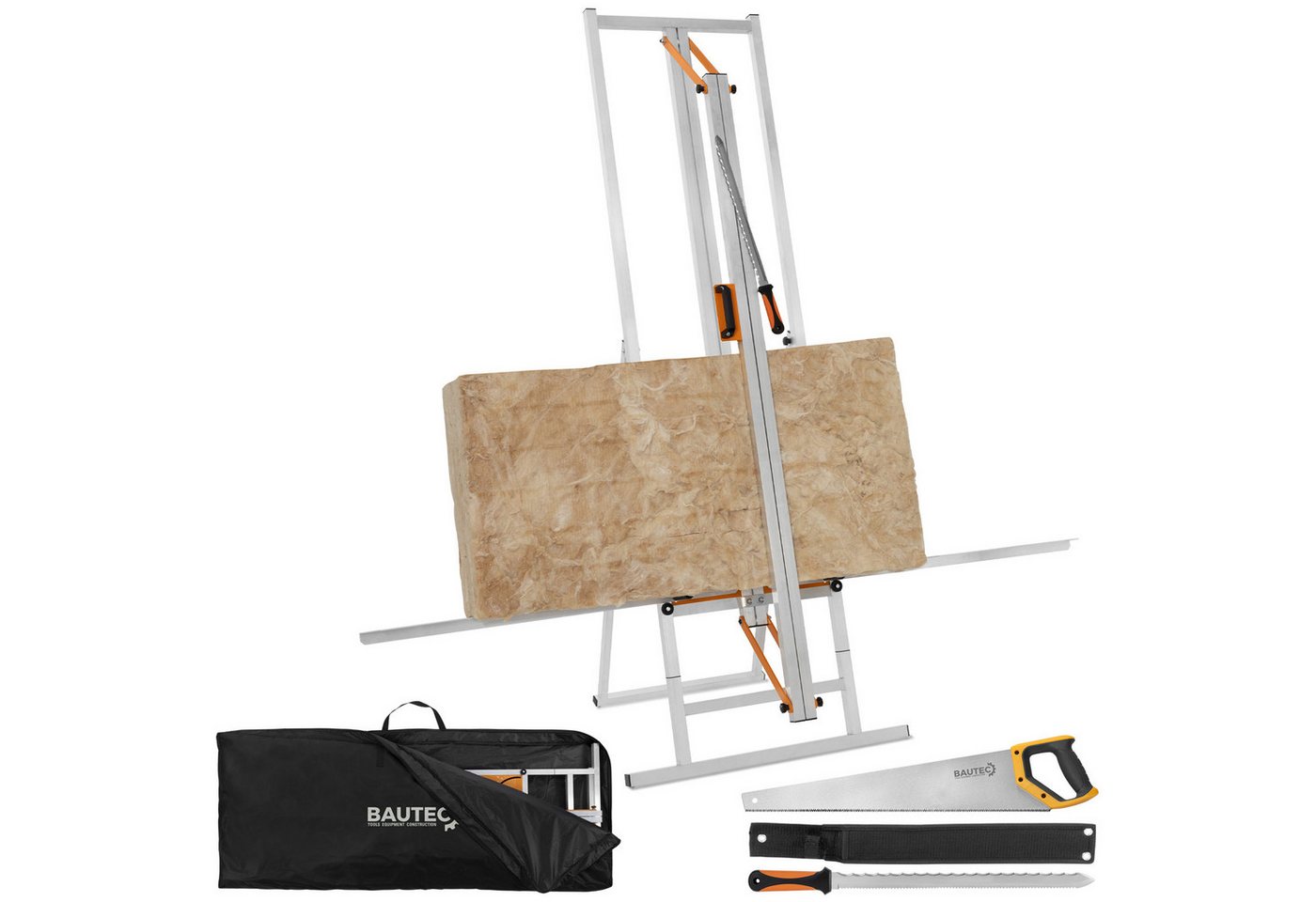 BAUTEC Montagewerkzeug Dämmstoffschneider ISO-BASIC 600 + Bag, Standfuß, beidseitige Auflage, (Kombi-Set) von BAUTEC