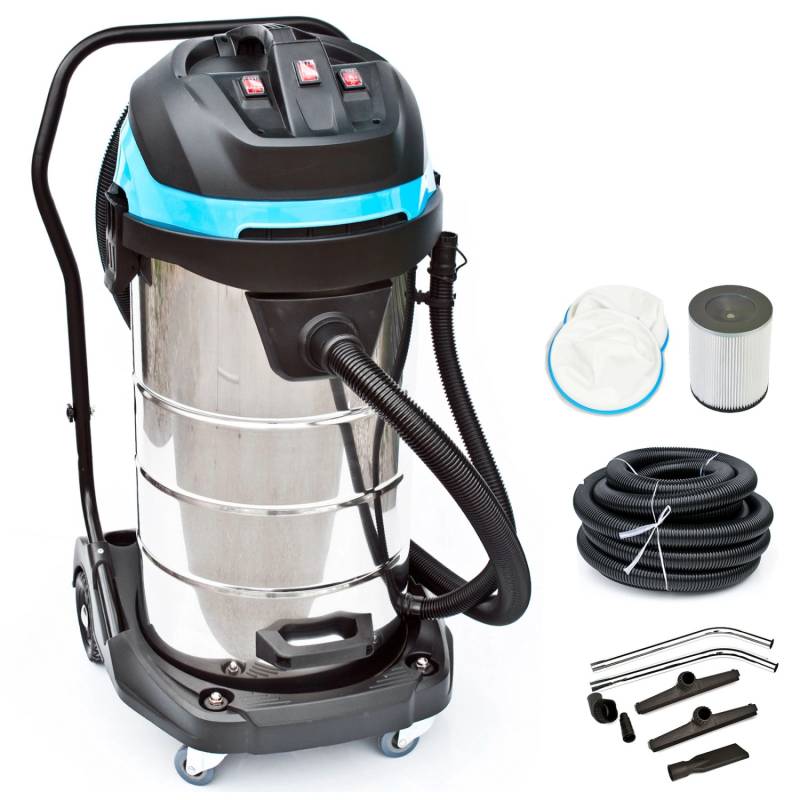 BAUTEC Nass-Trockensauger 100 L 3.400 W mit 10m Schlauch Düsen- und Filterset von BAUTEC