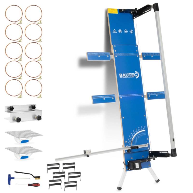 BAUTEC Styroporschneider GAZELLE 3 Heißdrahtschneider 200 W inkl. 10 Schneidedrähte Gerüsthalterung Schleifraspel von BAUTEC