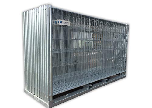 BAUZAUNWELT Bauzaun/Mobilzaun EUTOP - verzinkt - Gewicht: ca. 13 kg - Abmessung: ca. 3,50 x 2,00 m - mit Betonfuß (Gewicht: ca. 34 kg), Verbinder und 1x Transportpalette - 26er Set - inkl. Lieferung von Bauzaunwelt
