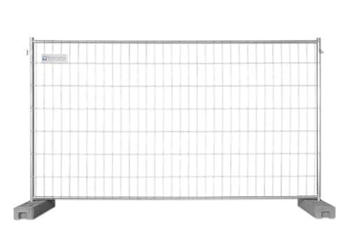 BAUZAUNWELT Bauzaun/Mobilzaun EUTOP - verzinkt - Gewicht: ca. 13 kg - Abmessung: ca. 3,50 x 2,00 m - mit Haken & Öse - mit PVC-Fuß (Gewicht: ca. 26,5 kg) und Verbinder - 36er Set - inkl. Lieferung von Bauzaunwelt