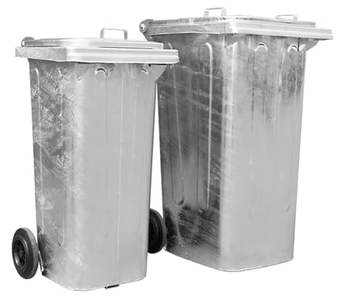 Bauzaunwelt Mülltonne aus feuerverzinktem Stahl - geeignet für die Sammlung und Zwischenlagerung ölhaltiger Betriebsmittel oder heißen Abfällen - nominales Volumen von 120 Liter von Bauzaunwelt