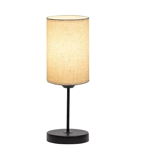 BAUZEIT Boho Tischleuchte Nachttischlampe mit Kabel Kleine Tischlampe Wohnzimmer Nachttisch Lampe Vintage Stoff Lampenschirm E27 Stoffschirmlampe Nachtlampe Bedside Lamp Stehleuchten Schlafzimmer von BAUZEIT