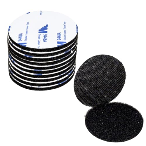 BAVALIN 10 Stück Runden 5cm Klettband Selbstklebend - Schwarz Doppelseitiges Klettverschluss Klebende Selbstklebend Wiederverwendbar Klebepads für die meisten glatten Oberflächen von BAVALIN