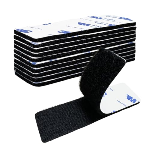 BAVALIN Schwarz Klettband Selbstklebend - 10 Stück 30mm x 100mm Doppelseitiges Klettverschluss Rechteck Klebende Selbstklebend Wiederverwendbar Klebepads für die meisten glatten Oberflächen von BAVALIN