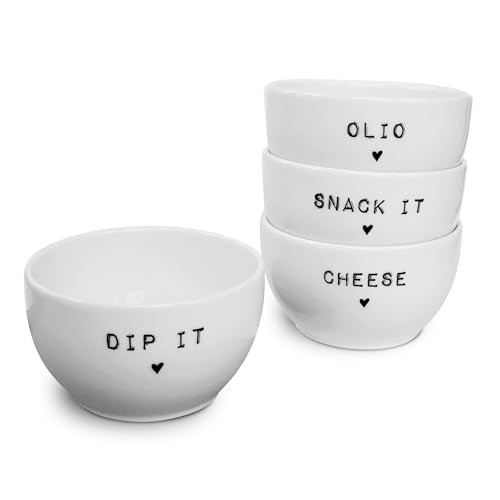 BAVAREGOLA Porzellan Dip Schalen Geschenkset deftig- 4 hochwertige Schönwald Porzellan Schüsseln 250ml - Bowls für Snacks, Dessert, Saucen und Dips - elegantes Geschenk für Frauen von BAVAREGOLA