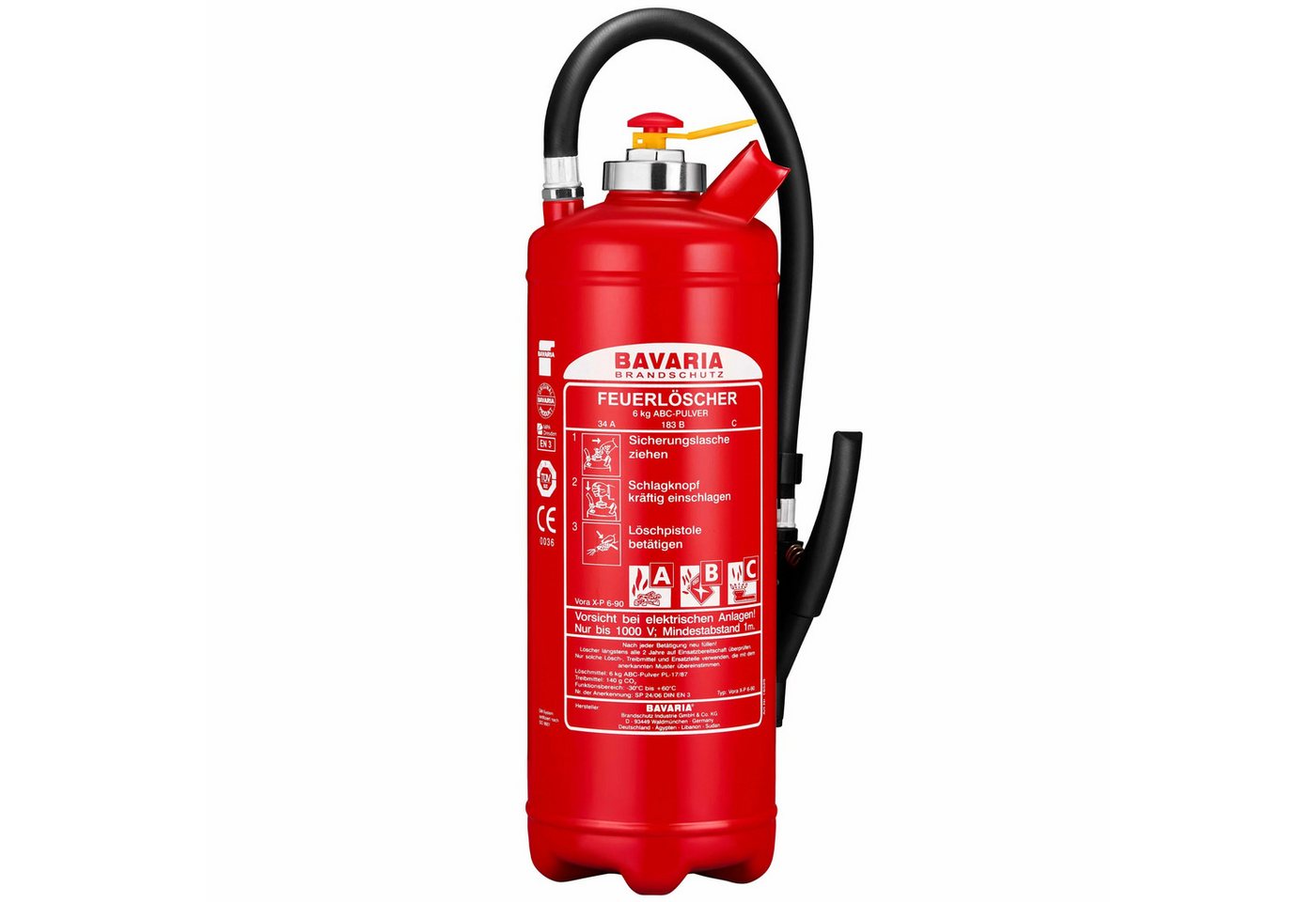 BAVARIA Brandschutz Pulver-Feuerlöscher Vora X-P 6-90, Aufladelöscher, ABC-Pulver, Kompakte Bauform BAVARIA Brandschutz Pulver-Feuerlöscher Vora X-P 6-90, Aufladelöscher, ABC-Pulver, Kompakte Bauform von BAVARIA Brandschutz
