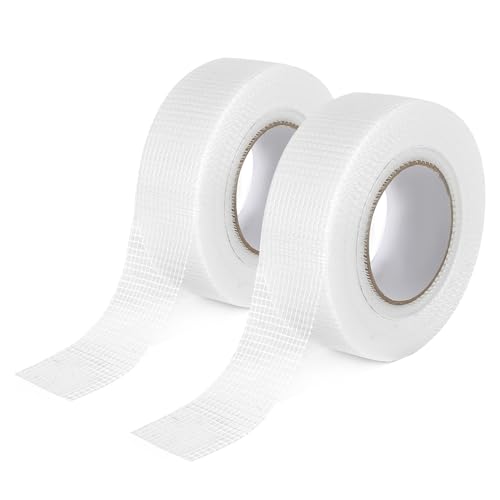 BAVUNV Fugenband Selbstklebend, 2 Rollen 5cm x 45m Gewebeband Bewehrungsstreifen Gitterband Fugenband Bewehrungsband, Fasergewebe Reparaturband für Gipskartonplatten Risse Löcher von BAVUNV