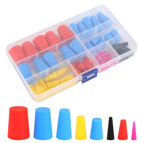 Silikon Gummi Sortiment Set, 60 Stück Vollgummistopfen Gummistopfen Konisch Stopfen, Silikonstopfen Kegellochstopfen zum Abkleben von Löchern Während der Pulverbeschichtung von BAVUNV