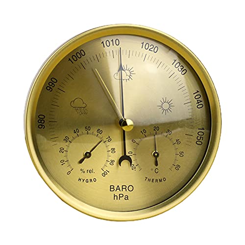 BAWAQAF Barometer Thermometer Hygrometer,Wandmontierte Metall 3 in 1 Barometer Wetterstation,Geeignet für den Innen- und Außenbereich von BAWAQAF