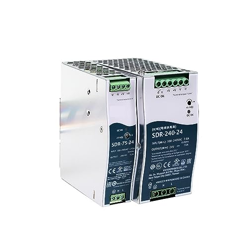 Mean Well SDR-75/120/240/480/960W 88-264V AC TO DC 12V 24V 48V Single Output DIN-Schienen-Schaltnetzteil mit PFC 1 Stück (Größe: 12 V, Farbe: SDR-240) von BAWHO