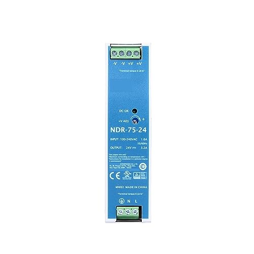 NDR-75 120 240 480 W 110 V/220 V AC auf DC 12 V 24 V 48 V DIN-Schienen-Schaltnetzteil NDR-75 NDR-120 NDR-240 NDR-480, 1 Stück (Größe: 85–264 V, Farbe: 24 V_480 W) von BAWHO