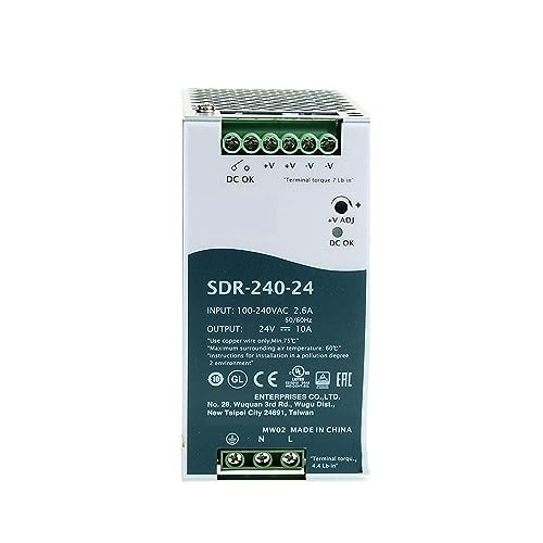 SDR-240 88–264 V AC auf DC 24 V 48 V 240 W industrielles DIN-Schienen-Schaltnetzteil mit einem Ausgang, 1 Stück (Größe: 48 V) von BAWHO