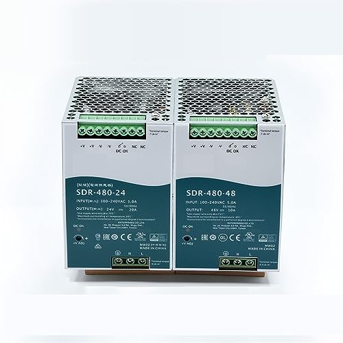 SDR-480/SDR-480P 24 V 48 V 480 W Industrielle DIN-SCHIENE Schaltnetzteil mit Einzelausgang und PFC und Parallelfunktion, 1 Stück (Size : 48V, Color : SDR-480) von BAWHO