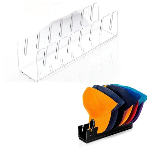 BAWUTZ Hut-Organizer für Baseballkappen,Cap Halter aus Acryl für Baseball Mützen,Acryl-Huthalter für 7 Baseballkappen, Hutablage-Vitrine für Schlafzimmer, Schrank, Kommode, Büro (Weiß,1PC) von BAWUTZ