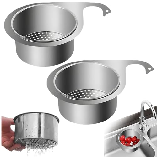 Multi-functional Drain Basket, Siebkorb aus Edelstahl in Schwanenform,Spülbecken Sieb Multi-functional Drain Basket Küchenabflusskorb,Zum Filtern Von Küchenabfällen Und Waschen Von Gemüse (2PC) von BAWUTZ