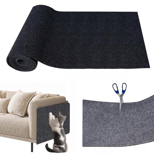 Selbstklebend Kratzmatte Katze,Kratzmatte für Katzen, DIY Trimmbarer Teppich Matte Pad Katzenkratzbretter, Teppich-Katzenkratzer-Möbelschutz für Schützt Teppiche Sofa Möbelschutz (60X100CM,Schwarz) von BAWUTZ