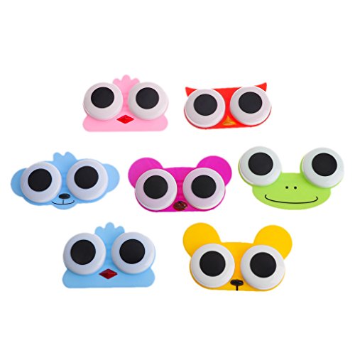 BAXIXINGYUNMU Presbyopische Linse, 1 STÜCKE Süßer Cartoon 3D Große Augen Kontaktlinsen Box Case Eule Frosch Tierform Kontaktlinsenbehälter von BAXIXINGYUNMU
