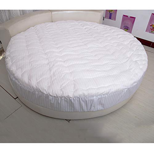 BAXQHAO Maßgeschneiderte Runde Bett Topper, Baumwollpolsterung Auf Der Oberseite, Tatami Matten Matratze Pad Protector Cover Mit Elastischem Band-weiß Diameter:180cm(71inch) von BAXQHAO