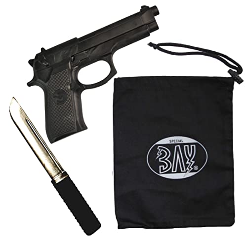 BAY Set Gummipistole und Gummimesser mit Baumwoll Transportbag Trainingsmesser Messer Gummi biegsam SV Gummidolch Dolch Übungsmesser Krav MAGA BAY Set Gummipistole und Gummimesser mit Baumwoll Transportbag Trainingsmesser Messer Gummi biegsam SV Gummidolch Dolch Übungsmesser Krav MAGA von BAY
