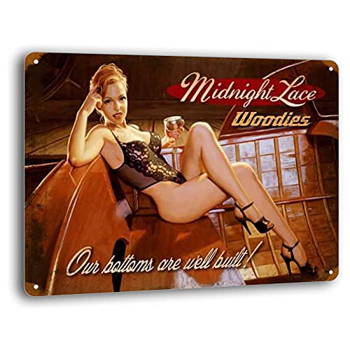 BAYABU Midnight Lace Pinup Girl Metall-Blechschilder Wanddekoration Schild für Garage Zimmer Tavern Shop Bierplakette Poster 40,6 x 30,5 cm von BAYABU