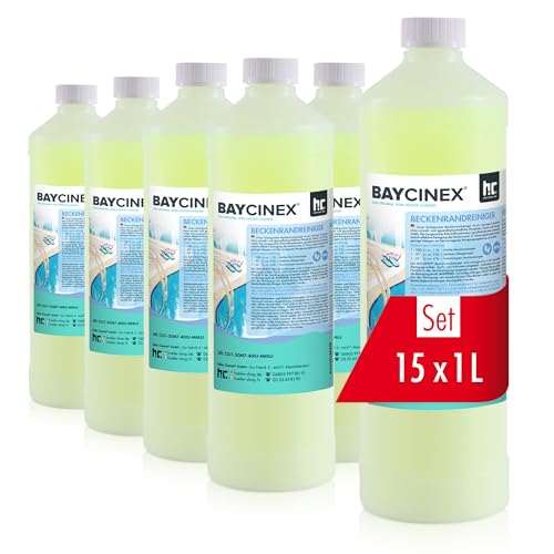 Höfer Chemie -15 x 1 L BAYCINEX® Beckenrandreiniger alkalisch für Pool & Schwimmbad - in handlichen 1 L Flaschen von Höfer Chemie