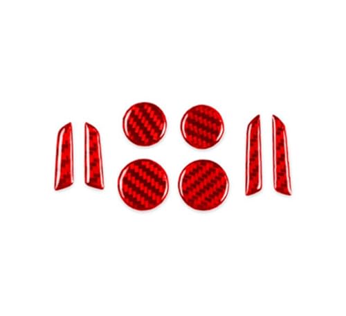 BAYDE Modedesign 8Pcs Auto Sitz Einstellung Schalter Taste Abdeckung Carbon Faser Trim Aufkleber Für Tesla Modell 3 2017-2022 Modell Y 2020-2022(Carbon Red) von BAYDE