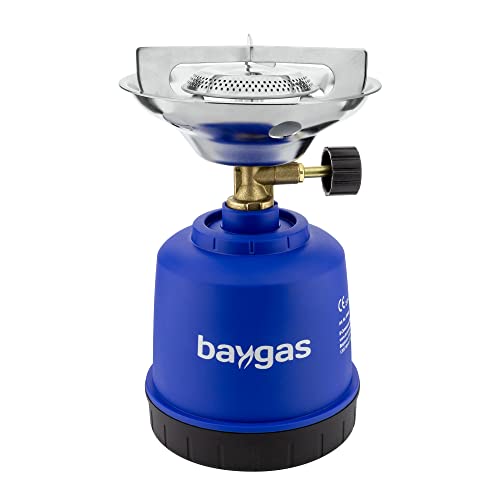 Baygas Campingkocher 190 g/Gaskocher aus hochwertigem Kunststoffkörper Blau, Gaskartuschenkocher 1- Flammig für Camping/Outdoor/Wanderung - Campingzubehör, Gasbrenner von BAYGAS